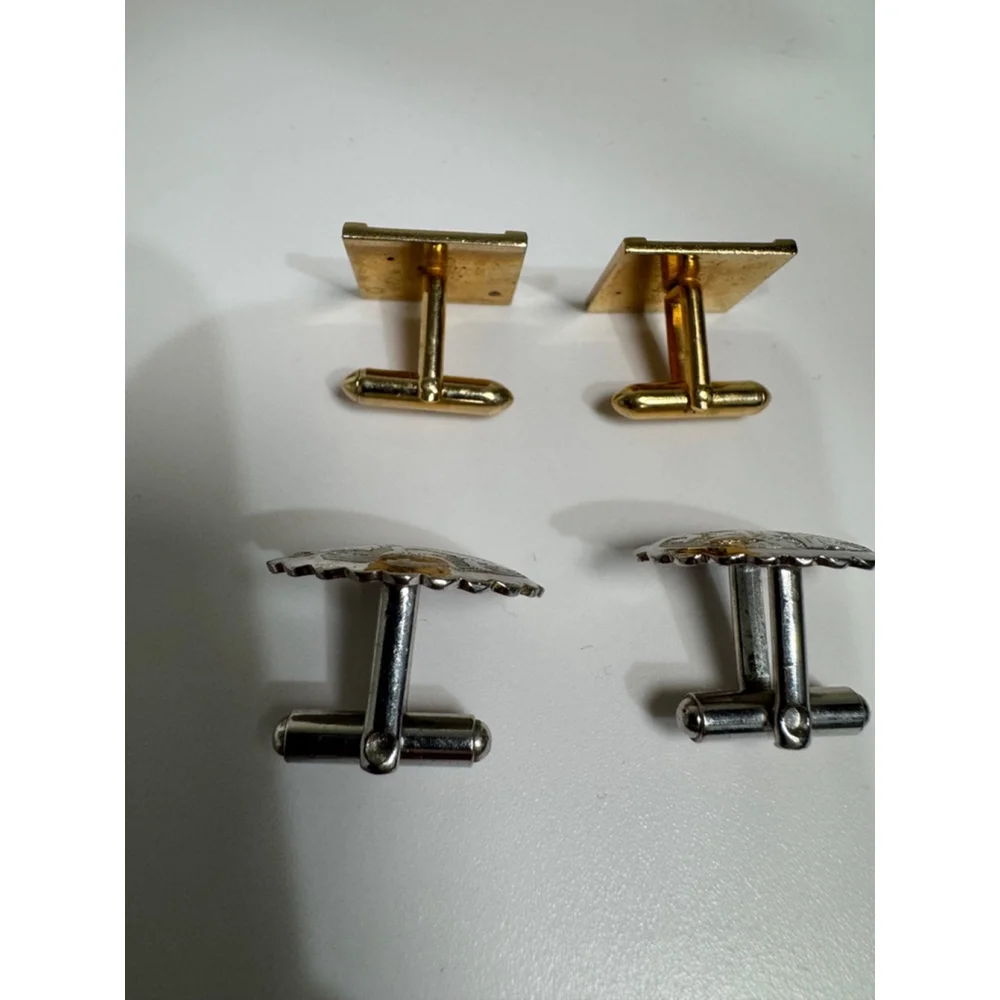 Men's vintage Unbranded Cufflinks Set of 2 pair Gold-tone and Silver-tone.